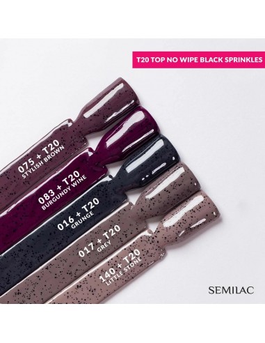 SEMILAC TOP T20 NO WIPE BLACK SPRINKLES 7 ML