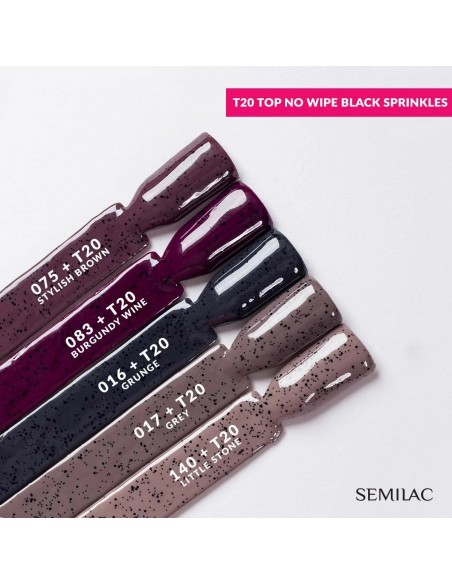 SEMILAC TOP T20 NO WIPE BLACK SPRINKLES 7 ML