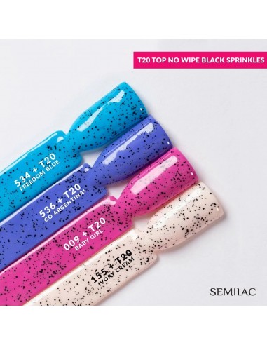 SEMILAC TOP T20 NO WIPE BLACK SPRINKLES 7 ML