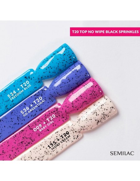SEMILAC TOP T20 NO WIPE BLACK SPRINKLES 7 ML