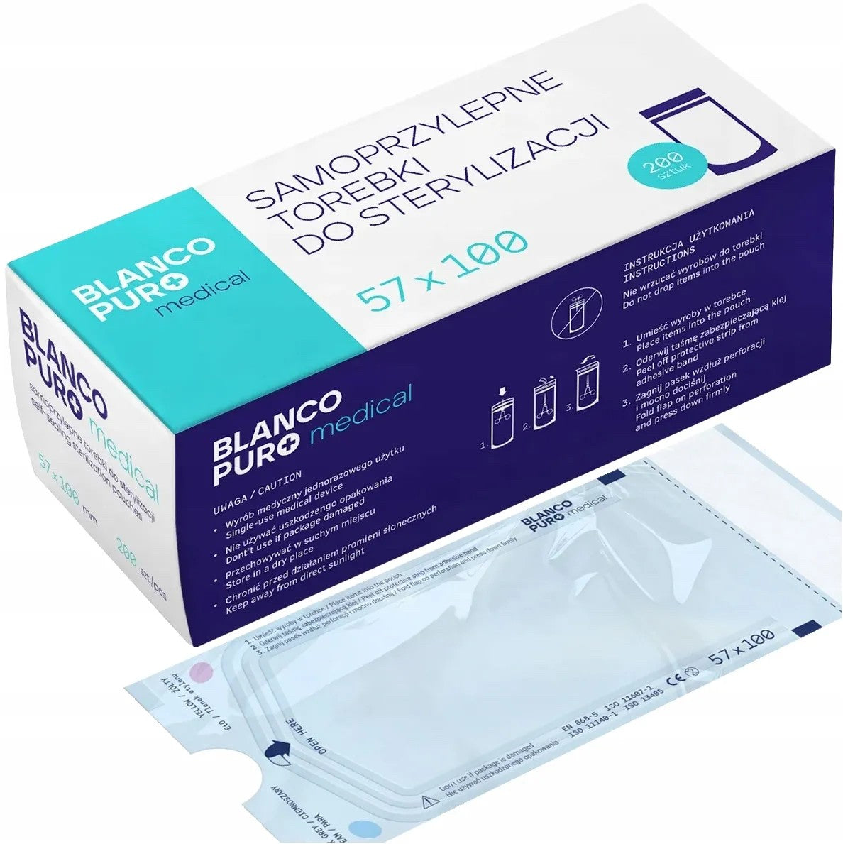 Blanco Puro Torebki Foliowo-Papierowe Do Sterylizatora 57 x 100
