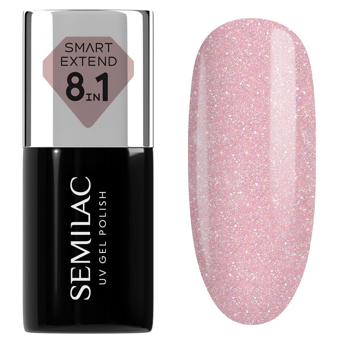 Semilac 805 Smart Extend Glitter Dirty Nude Rose 7 ml.