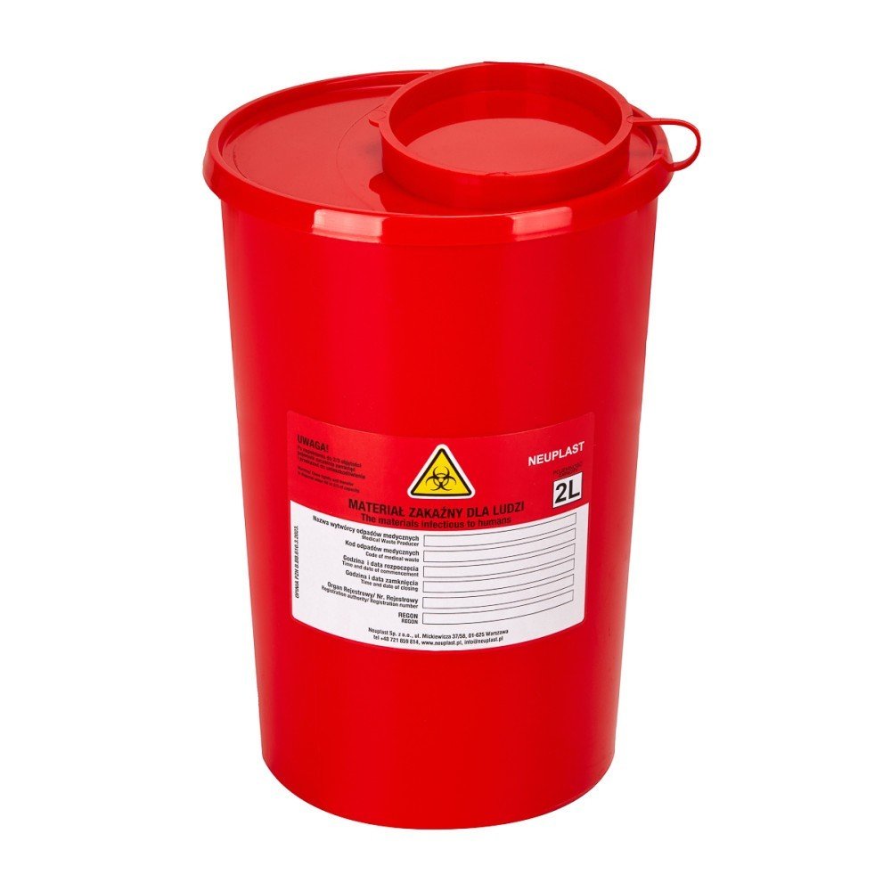 AV POJEMNIK NA ODPADY MEDYCZNE 2,0 L CZERWONY - dermes store