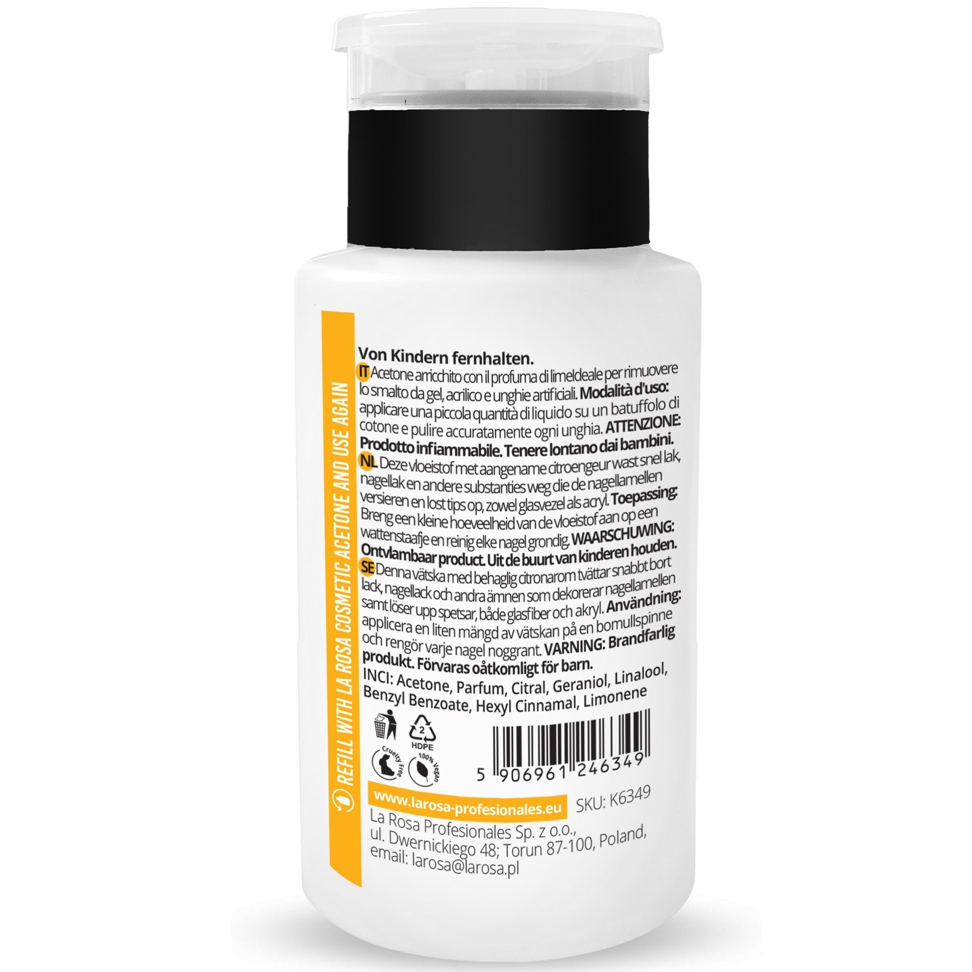 La Rosa Aceton Pump190 ml. - dermes store