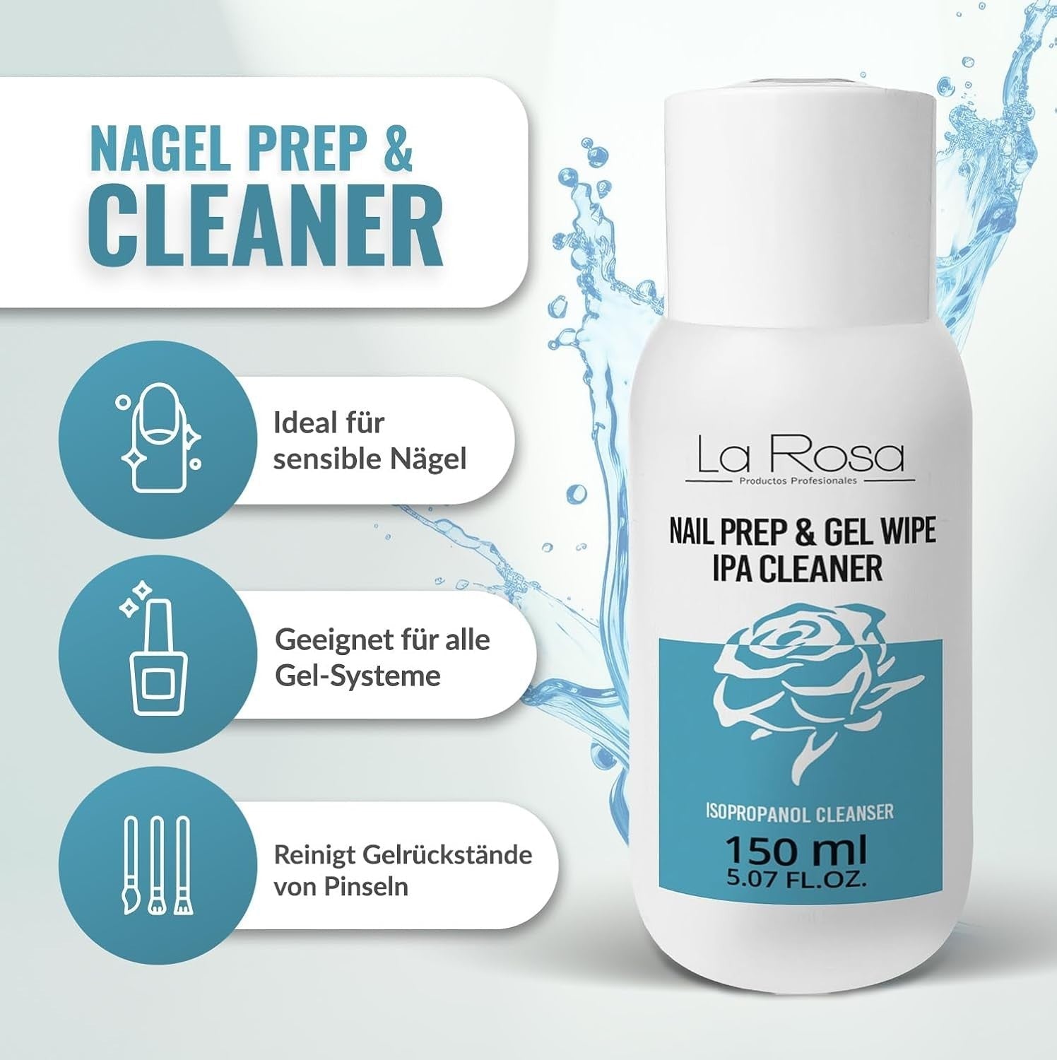 La Rosa Nail Prep & Gel Wipe Ipa Cleaner 150 ml. - dermes store