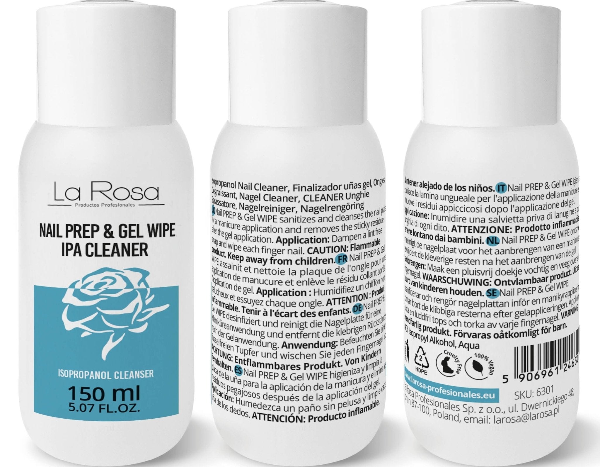 La Rosa Nail Prep & Gel Wipe Ipa Cleaner 150 ml. - dermes store