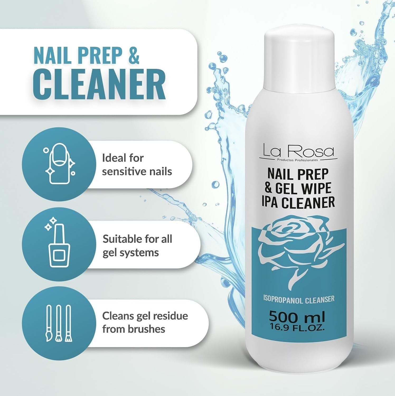 La Rosa Nail Prep & Gel Wipe Ipa Cleaner 500 ml. - dermes store