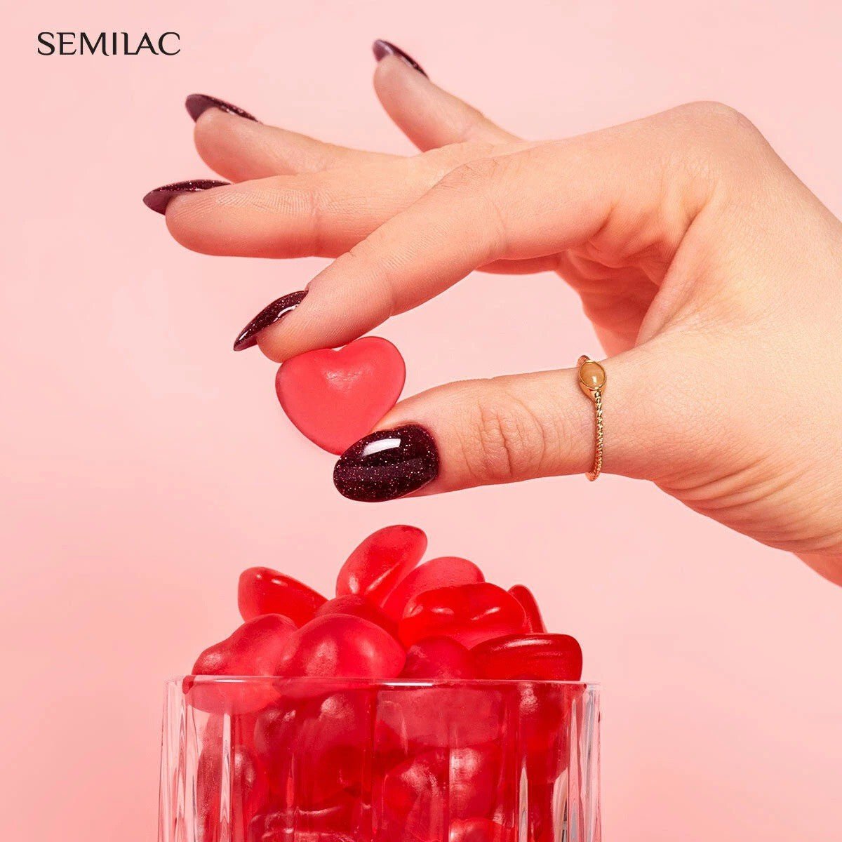 SEMILAC 393 LAKIER H SPARKLING BLACK CHERRY 7ML. - dermes store