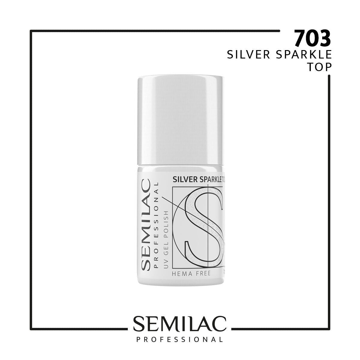 SEMILAC PROFESSIONAL 703 TOP SILVER SPARKLE 11ML - dermes store