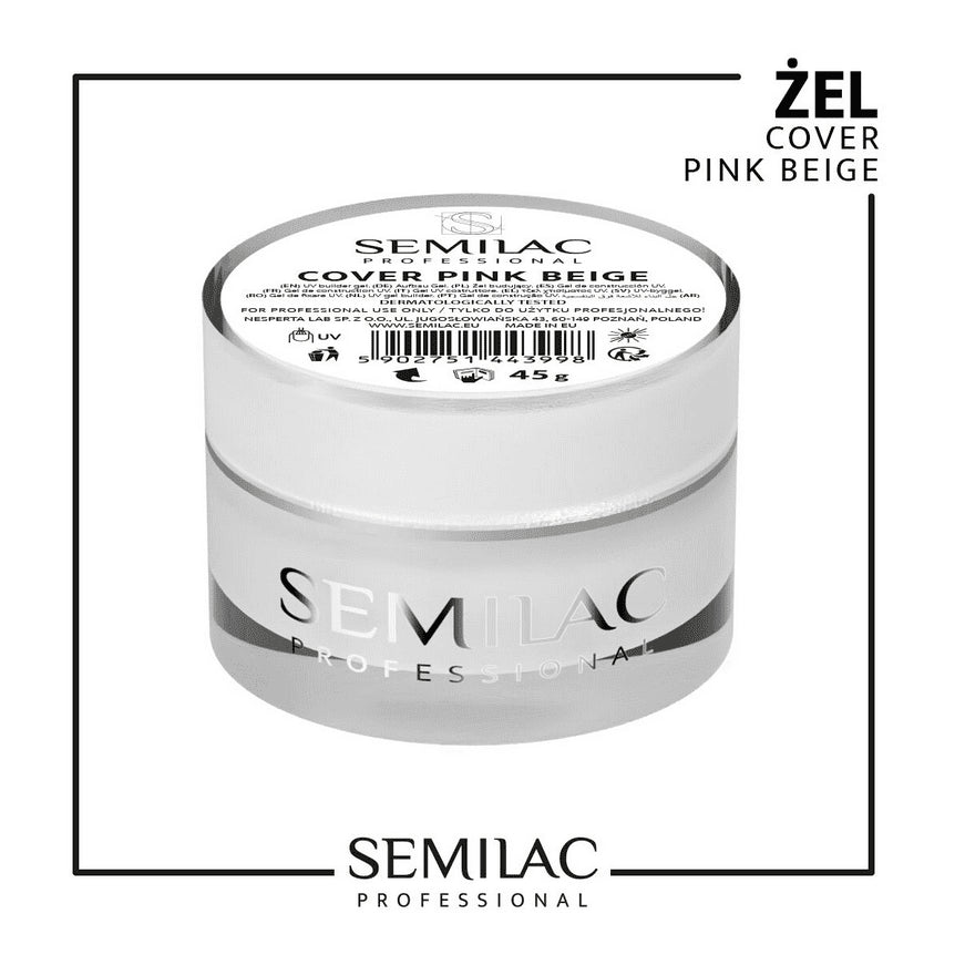 SEMILAC PROF.ŻEL BUILDER GEL COVER PINK BEIGE 45G - dermes store