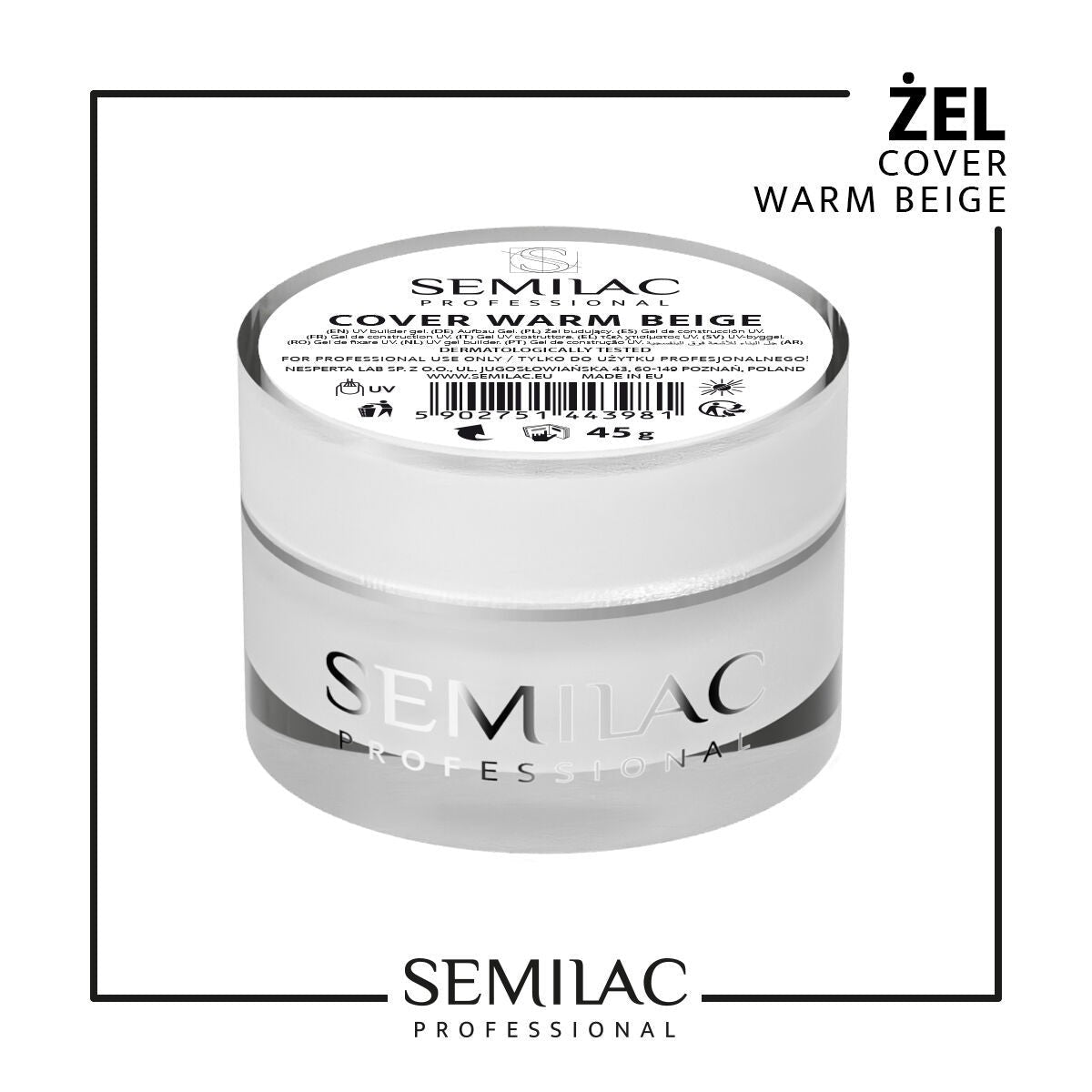 SEMILAC PROF.ŻEL BUILDER GEL COVER WARM BEIGE 45G - dermes store