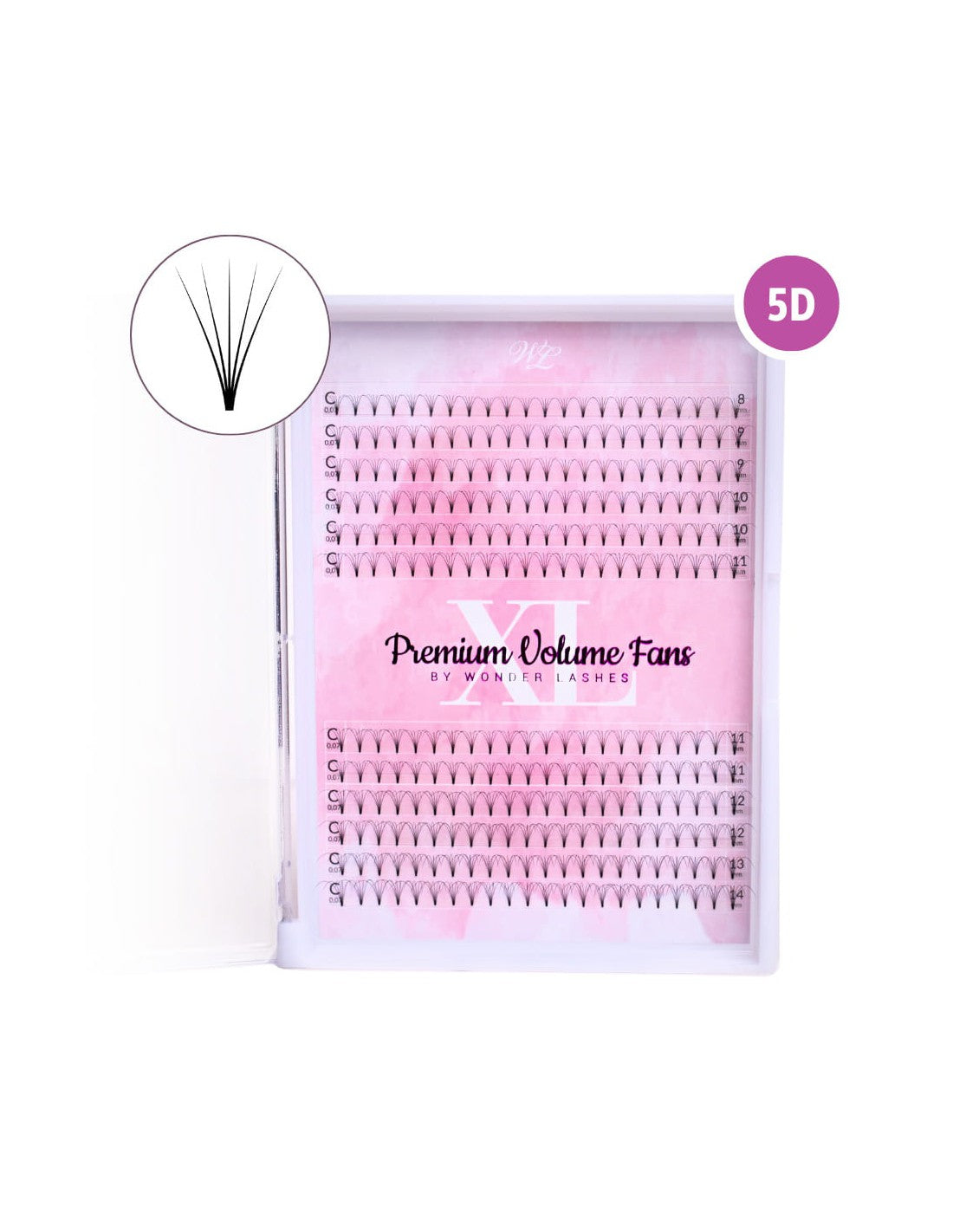 WONDER LASHES PVF PALETKA XL 5D D 0,07 DŁ.9