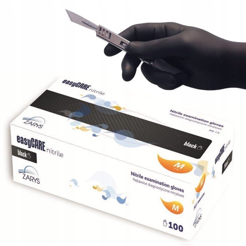 Zarys Rękawice Nitrylowe Rozmiar M 100 Szt. Czarne - dermes store