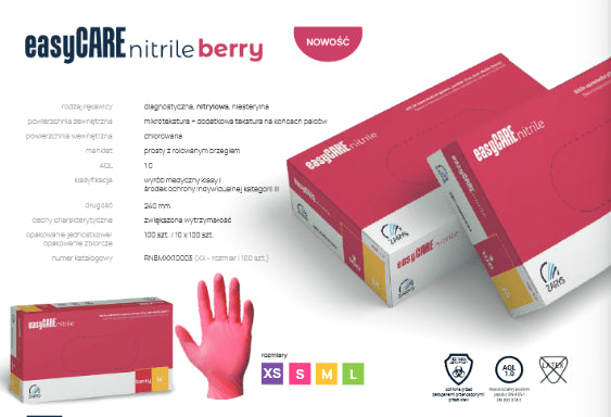 Zarys Rękawice Nitrylowe Rozmiar XS 100 Szt. Malinowe - dermes store